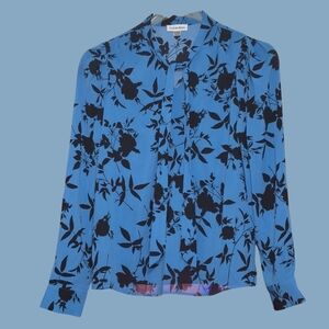 Calvin Klein Blue & Black Floral Blouse